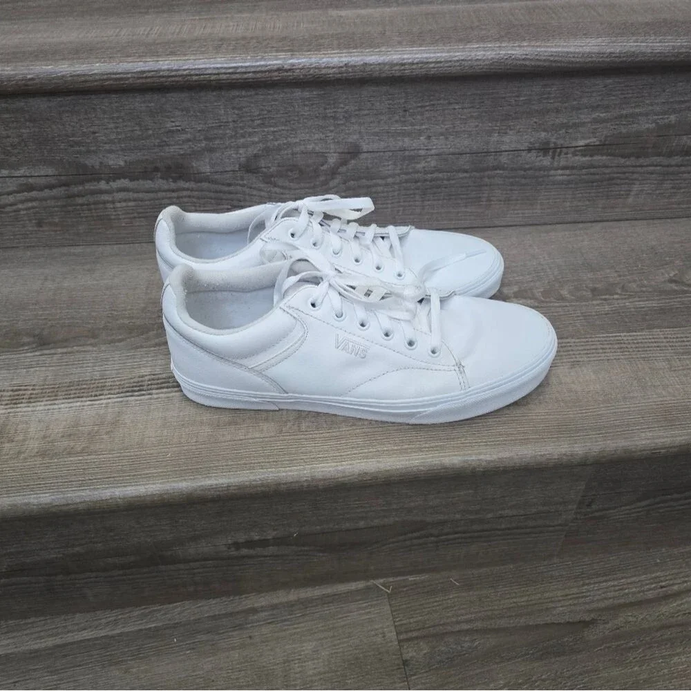 VANS White leather skate shoe tennis shoe  men's size 10 - Picture 5 of 6
